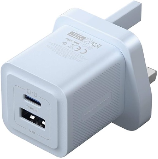 [TZ-FEQW0-UK-01] Vention 2-Port Wall Charger USB (C + A) 30W/30W with USB-C to USB-C Cable 1M (White)