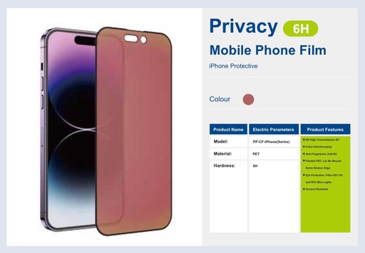 [PP-CF-14PRO-P] Phone Planet Screen Protector for iPhone 14 Pro Black Squid (Privacy)