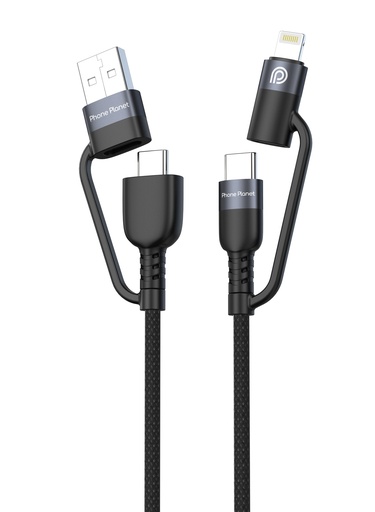 [PP-ACCL-018-120-GY] Phone Planet Braided 4 IN 1 Fast Cable (Gray)