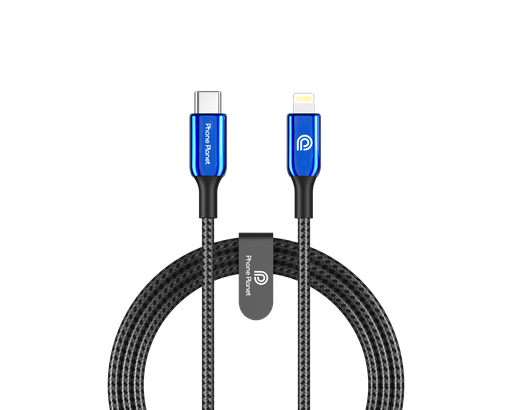 [PJ-CL-006-200-BLUE] فون بلانيت كيبل مجدول تايب سي  إلى لايتنينغ للشحن ونقل البيانات بطول 2 متر من  (أزرق)