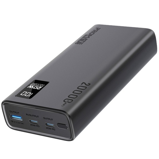 [BOLT-20PD.Black] بروميت باور بنك  بسعة 20000 مع شحن سريع بقدرة 20 واط ومنفذي يو اس بي سي  و يو اس بي ايه  بقدرة 22.5 واط (أبيض)