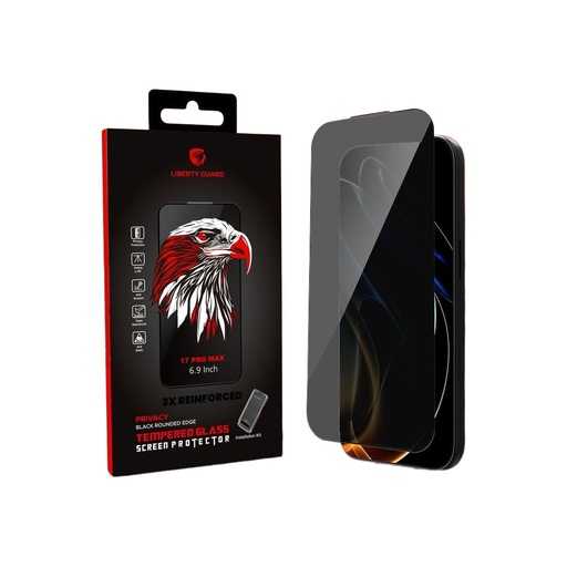 [LGPRV4F16P] Liberty Guard 2.5D Full Cover Screen Protector 3X Reinforced for iPhone 16 Pro  (Privacy)