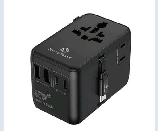 [PP-SC016] Phone Planet Universal Adaptor 45W Travel Charger Built-In Retractable Cable 770MM