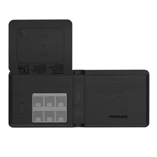 [ProWallet.Black] بروميت محفظة رفيعة من الجلد   مع حماية وتتبع ذكي (أسود)