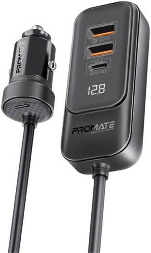 [GearHub-120W] Promate 120W Car charger 1.5m Cable (Black)