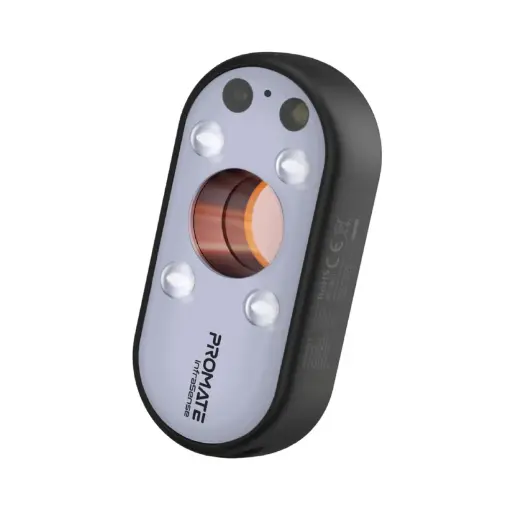 [InfraSense.Black] جهاز محمول لكشف الكاميرات المخفية بالأشعة تحت الحمراء (IR)، مزود بمنبّه عند الاكتشاف ومصباح يدوي (أسود) Promate 