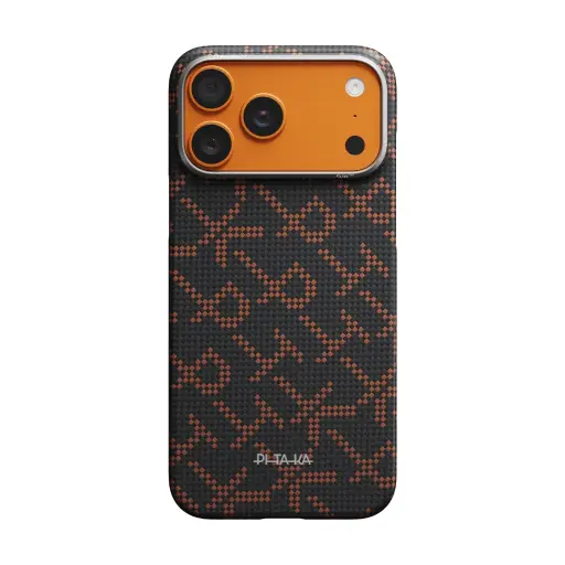[KI1704PTKP]  (Leaping - أسود/برتقالي) PITAKA Monogram Edge لهاتف iPhone 17 Pro Max  كفر 