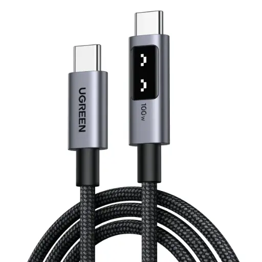 [L509-35501]  Uno USB-C إلى USB-C للشحن السريع بتقنية PD، قدرة 100 واط، تيار 5 أمبير، بطول 1 متر (أسود)  UGREEN كابل