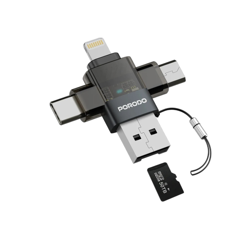 [PDOTG50GY] Porodo MINILINK Transparent 3-in-1 OTG Adapter (Gray)