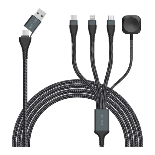 [ZLO-ZC09-LJ] ZLOS  4-in-2 Braided Multi Charging Data Cable (C+A) to (C+L+Micro+Watch) 3M