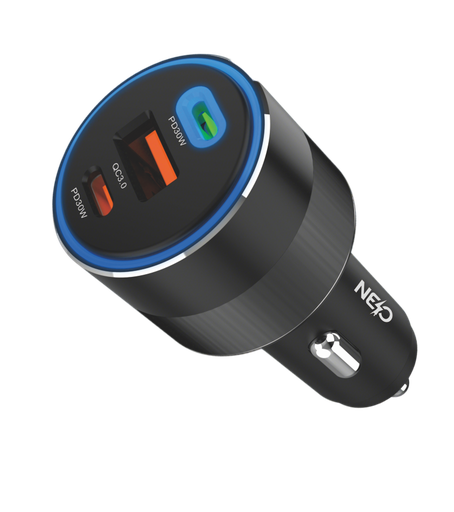 [NE4-C629] NEO Car Charger Ride Pro 84W, 3 Ports 2PD ONE USB-A (Black)  