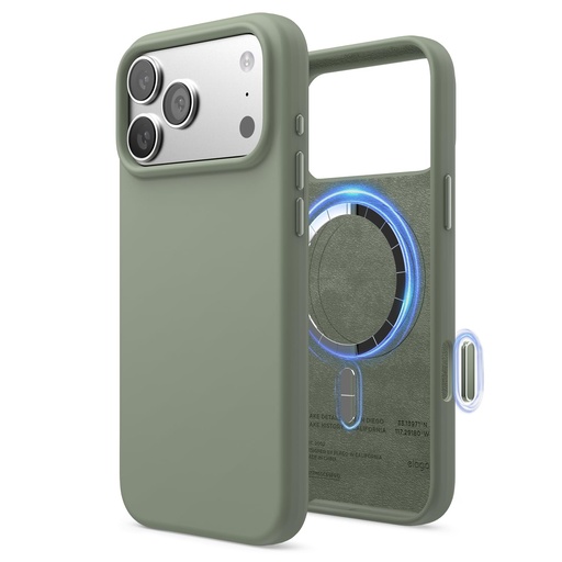 [ES17MSSC69PRO-CGR] Elago Magnetic Silicone Case for iPhone 17 Pro Max/18 Pro Max (Cedar Green)
