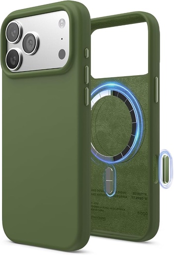 [ES17MSSC69PRO-CGR] Elago Magnetic Silicone Case for iPhone 17 Pro Max/18 Pro Max (Cedar Green)