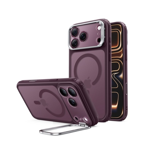 [1A910004] ESR Classic Hybrid Magnetic Case (Camera Control,Stash Stand) for iPhone 17 Pro Max/18 Pro Max (Frosted Red)