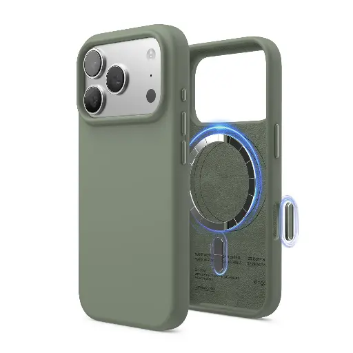 [ES17MSSC63PRO-KGR] Elago Magnetic Silicone Case for iPhone 17 Pro/18 Pro (Khaki Green)
