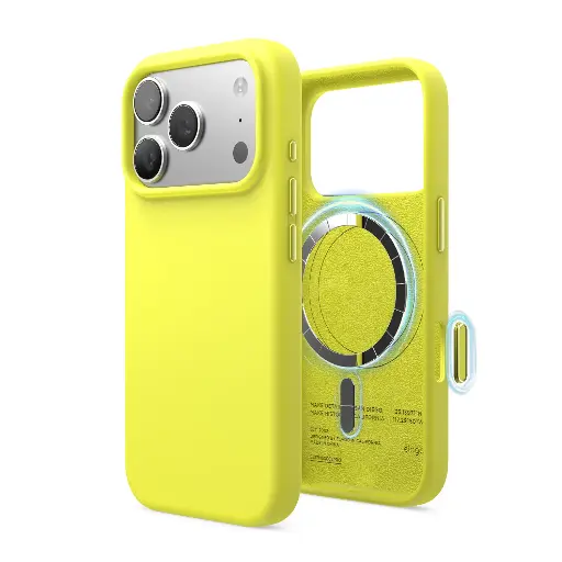 [ES17MSSC63PRO-NYE] Elago Magnetic Silicone Case for iPhone 17 Pro/18 Pro (Neon Yellow)