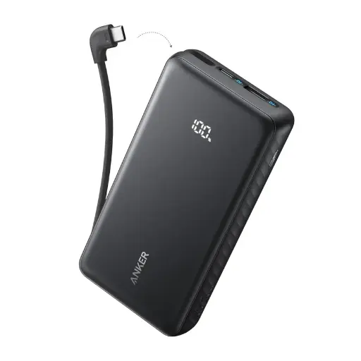 [A110EH11] Anker Zolo Powerbank 20000mAh 22.5W with Built-in USB-C Cable Black