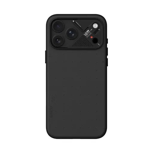[A18-PU-BK-PM] AULUMU Particle Vegan Leather Case for iPhone 18 Pro Max (Black)