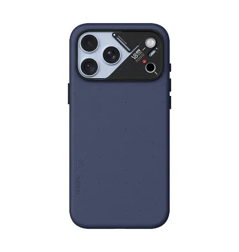 [A18-PU-DB-Pro] AULUMU Particle Vegan Leather Case for iPhone 18 Pro (Dark Blue)