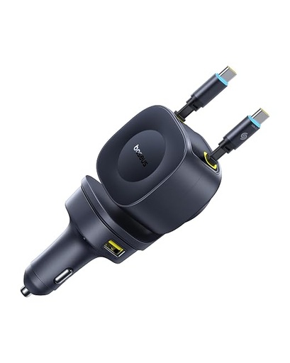 [C0206600] Baseus PrimeTrip VR2 Max 4-in-1 Car Charger with Dual Retractable Cable 100W (Cosmic Black)