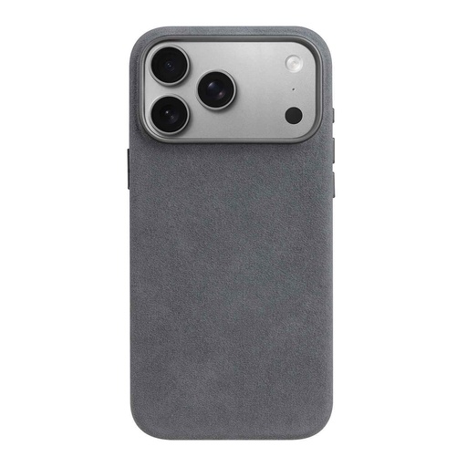 [AP18PM-QB-ODLLGY] Melkco Alcantara Regal Snap Magsafe Case iPhone 17 Pro Max/18 Pro Max (Light Grey)