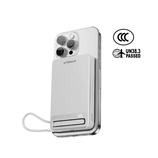 [Q10Pro5A-SI] XPower MagNetoPlus Q10 Pro باور بانك لاسلكي 10000mAh (فضي)