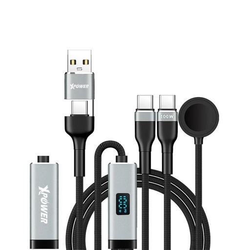 [XP-CW1-120-GY] XPower Combo Watch  6-in-1 Digital Charging Cable 1.2M (Black)